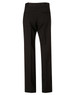 Women's low rise slacks in black wool stretch, featuring a straight leg design and back pockets.