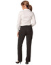 Black women's low rise pants made from poly/viscose stretch, featuring a smooth back and minimal detailing.