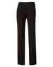 Women's low rise slacks in black poly/viscose stretch with a straight leg design. Features pockets and a logo.