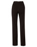 Black women's utility pants featuring a flexi waist and made from a poly/viscose stretch fabric.