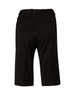 Black women's knee-length shorts with a flexi waist, featuring a back pocket and tailored design.