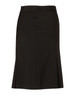 A black pleated skirt made from wool stretch fabric, featuring a tailored fit and a subtle slit.