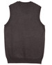 A dark grey women's V-neck vest with sleeveless design and ribbed detailing at the hem. It features a logo.