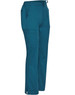 Teal solid colour scrub pants with pockets and adjustable waist. Features branding. 