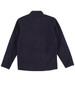 A dark navy polar fleece jacket with a full zip and a plain back. Features a branding logo.