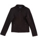A black bonded polar fleece jacket featuring a zip front and two side pockets, with a collar and a logo.