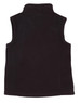 A black ladies' bonded polar fleece vest with a high collar and no sleeves, featuring a branding logo.