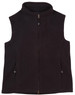 A black ladies' bonded polar fleece vest with a high collar and zip closure, featuring side pockets.