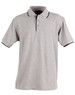 A light grey men's polo shirt with a black collar and black detailing. The shirt features a logo on the chest.