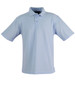 A light blue unisex traditional polo shirt with a classic collar and short sleeves, featuring a logo.