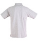 A grey short sleeve polo shirt featuring a collar and a logo on the side.