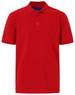 A red men's cotton stretch polo shirt, featuring a collar and short sleeves, with a small logo on the chest.