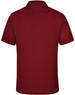A maroon men's polo shirt featuring a collar and short sleeves, with a logo on the back.