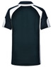 A dark green polo shirt featuring a contrasting white trim and a logo on the front.