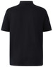 A navy blue men's polo shirt with short sleeves and a collar, featuring a logo on the back.