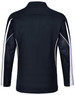 A black long sleeve polo shirt with white accents and a logo on the front. Features a classic collar and breathable design.