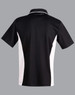 A black and white Men's TrueDry Contrast short-sleeve polo shirt featuring a logo.