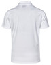 A white Men's Cooldry Textured Polo shirt featuring a collar and short sleeves, with a logo on the back.