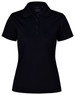 Ladies' Cooldry Textured Polo in black, featuring a collar, three buttons, and a logo on the front.