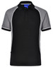 Men's TrueDry tri-colour short sleeve pique polo in black and grey, featuring a collar and contrasting accents.
