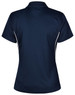 A ladies' polo shirt in navy with contrast piping, showcasing a sleek and sporty design. It features a logo.