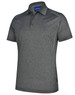 A short sleeve polo shirt in dark grey with subtle white accents and a logo.