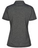 A grey short sleeve polo shirt with a collar and a subtle texture, featuring a logo on the collar.