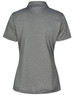 A grey short sleeve polo shirt with a modern fit, featuring a collar and a branding logo.