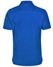 A blue men's bamboo charcoal corporate short-sleeve polo shirt featuring a logo.