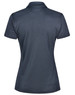 A grey ladies' polo shirt featuring a collar and a logo on the back. Made from bamboo charcoal fabric.