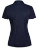 A dark navy ladies' polo shirt made from bamboo charcoal, featuring a collar and a fitted design. It has a logo.