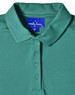 A green short-sleeved polo shirt made of bamboo charcoal fabric, featuring a collar and a button placket, with a logo on the tag.