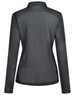 A ladies' long-sleeve polo shirt in charcoal grey, featuring a sleek design and a branded logo.
