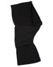 A black cable knit scarf made of acrylic, featuring a ribbed design. It has a logo but no visible branding.
