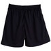 Black adult cooldry sports shorts with an elastic waistband and a logo featured. Suitable for active wear.