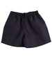 Adult microfibre shorts in black, featuring an elastic waistband and a drawstring, with a simple branding logo.