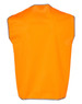 An orange Hi-Vis safety vest with grey trim, featuring a simple design and no sleeves.
