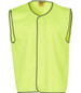 A hi-vis safety vest in bright yellow with grey trim, featuring a sleeveless design and a logo.