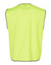 A high-visibility safety vest in bright lime green, featuring a simple design and reflective trim.