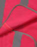 A high visibility safety vest in pink with grey shoulder reflective tapes, featuring a trim along the edges.
