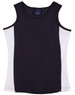 A black and white singlet with a logo, featuring contrast panels on the sides.
