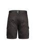 Men's summer cargo shorts in black with multiple pockets and a logo at the back.