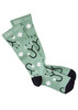 Unisex Happy Feet Comfort Socks in green featuring a stethoscope design and black accents. Includes branding.