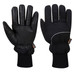 A pair of black gloves featuring a smooth exterior and elasticised cuffs for secure fit. Includes a brand logo.