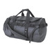 A waterproof black PVC holdall with dual handles and an adjustable shoulder strap, featuring a logo.