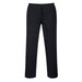 Black drawstring chef trousers with a relaxed fit and an integrated waistband. Features a simple design.