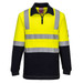 A high-visibility fleece jumper in fluorescent yellow and black with reflective stripes. Features a zip neck and a logo.