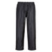Wet weather leisure pants in black, featuring an elastic waistband and a logo. Ideal for outdoor activities.