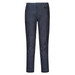 Denim slim fit work pants in dark blue with a classic five-pocket design and a belt loop. Features a logo.