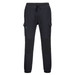 Black KX3 Flexi Trousers featuring elastic cuffs and cargo pockets. The trousers have a logo on them.